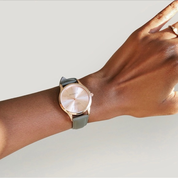 Monroe Sunburst Sole’rose Watch Gray Leather - Picture 4 of 15